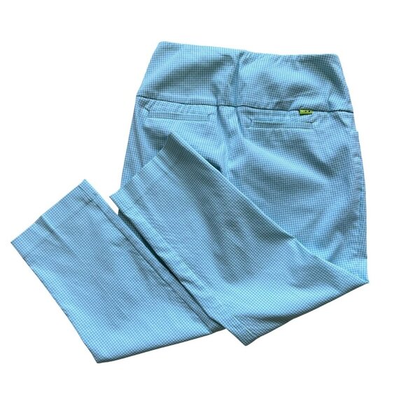 Swing Control Women 4 Gingham Pants Blue White Golf Preppy Made In Canada Office - Picture 6 of 15